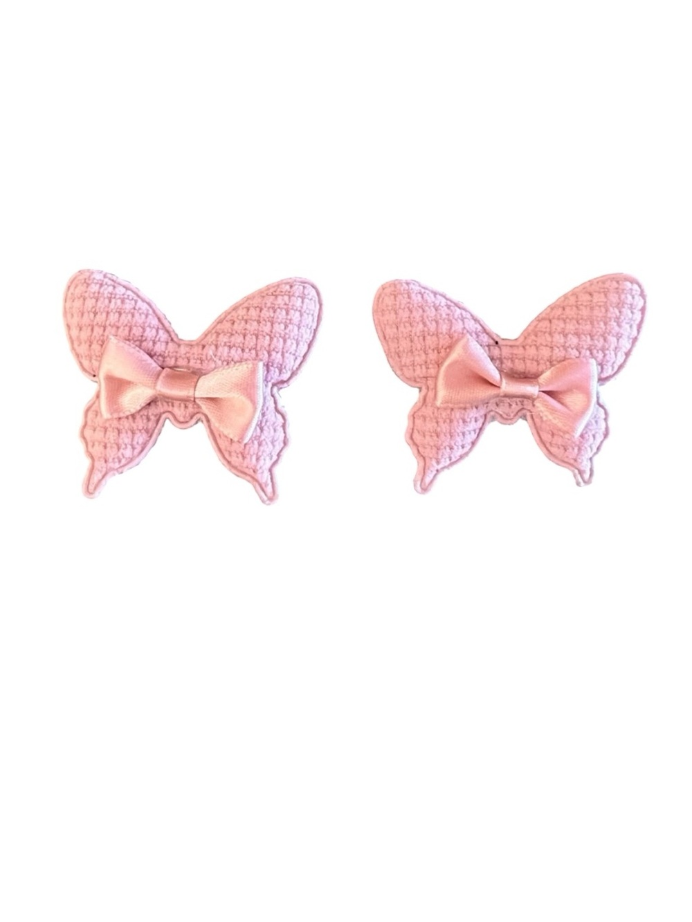 Light Pink Pastel Butterfly Waffle Bow 2 Two Piece 2" Alligator Clip Barrette